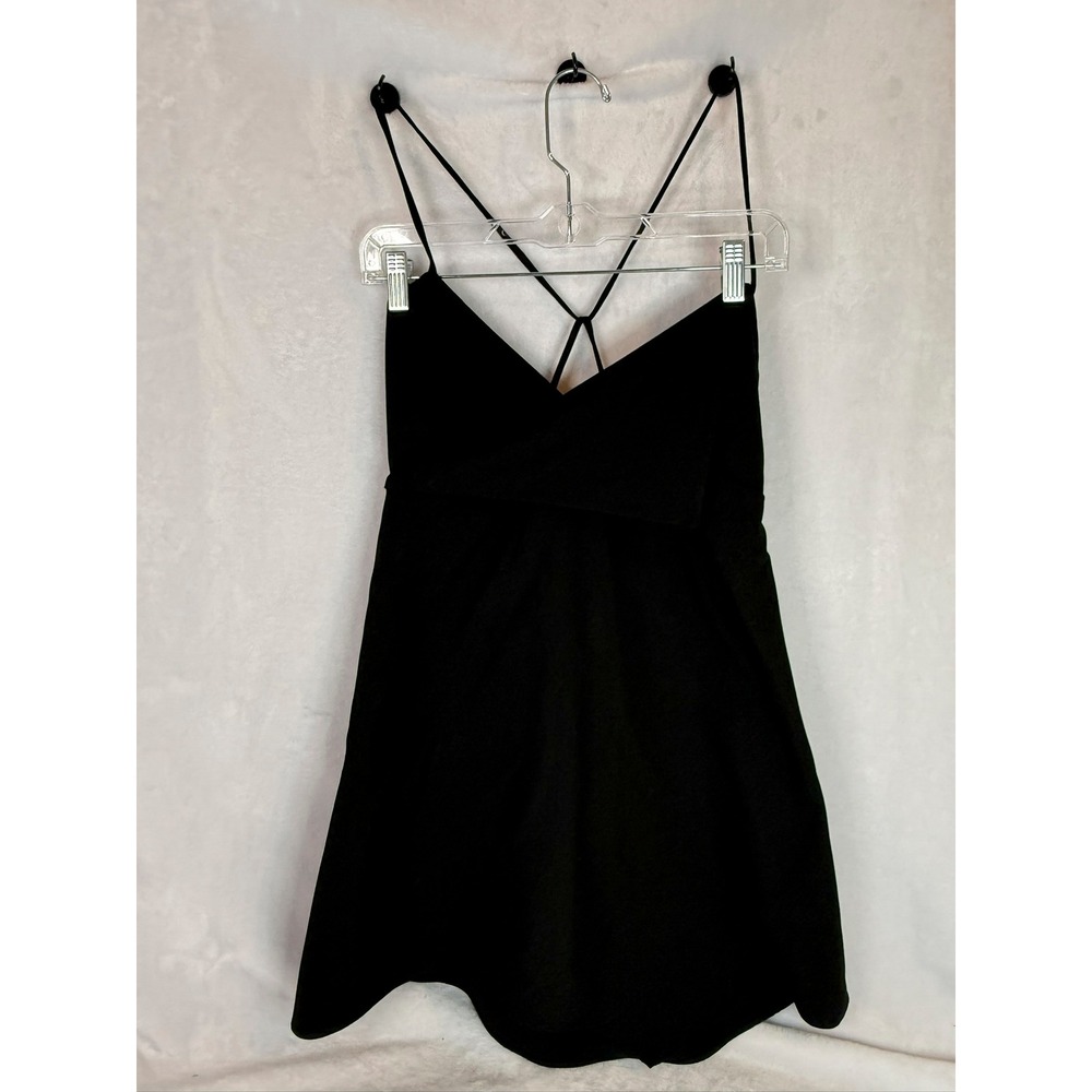 Zara Black Strappy Back Mini Dress Womens Large NWT Sleeveless Fit Flare